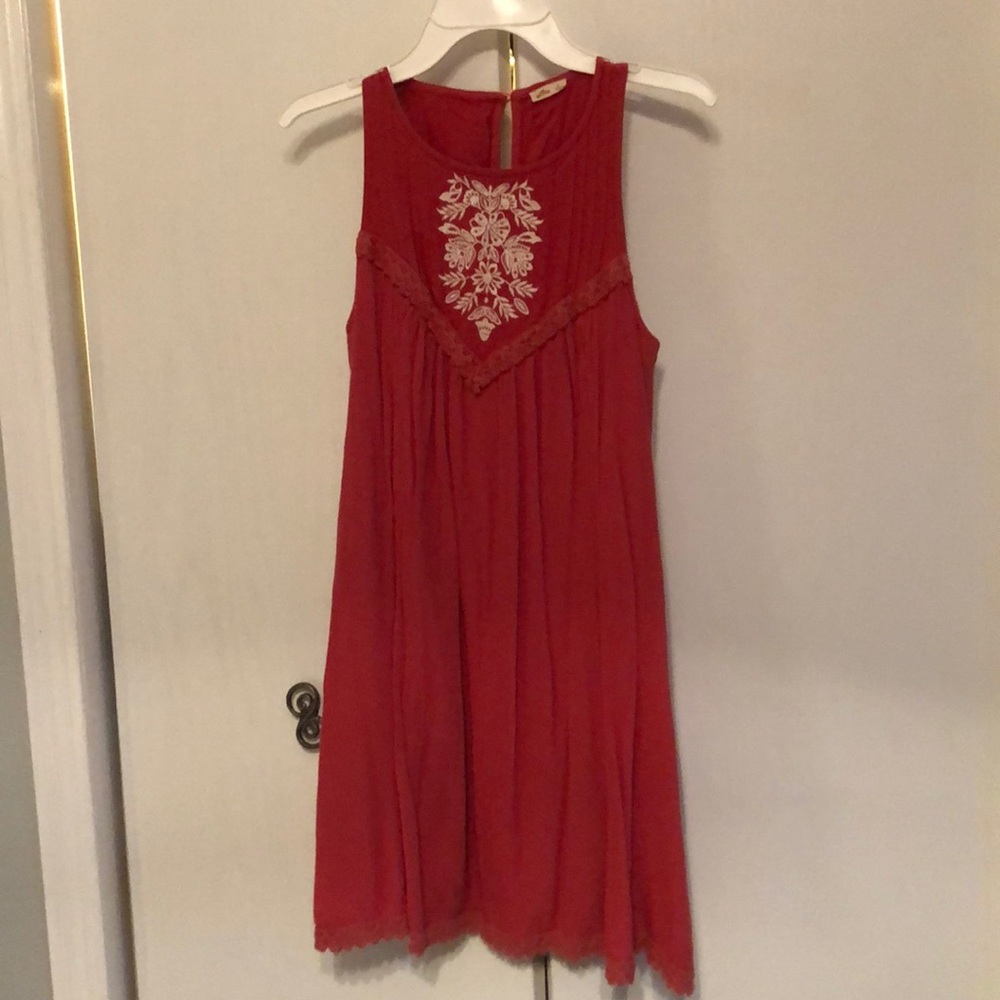 Red flowy dress